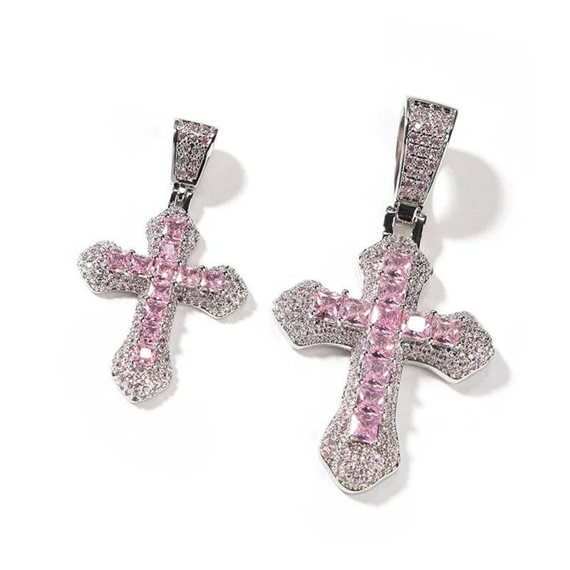 

Ожерелье с подвеской в ​​виде креста, багет со льдом, камень CZ, 2 размера, очаровательное модное ожерелье для женщин и мужчин, ювелирные изделия, подарки