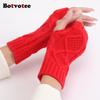Botvotee Arm Warmers Sleeves for Women Y2k Accessories Winter Warm Knit Fingerless Gloves Free Shipping Half Finger Oversleeve