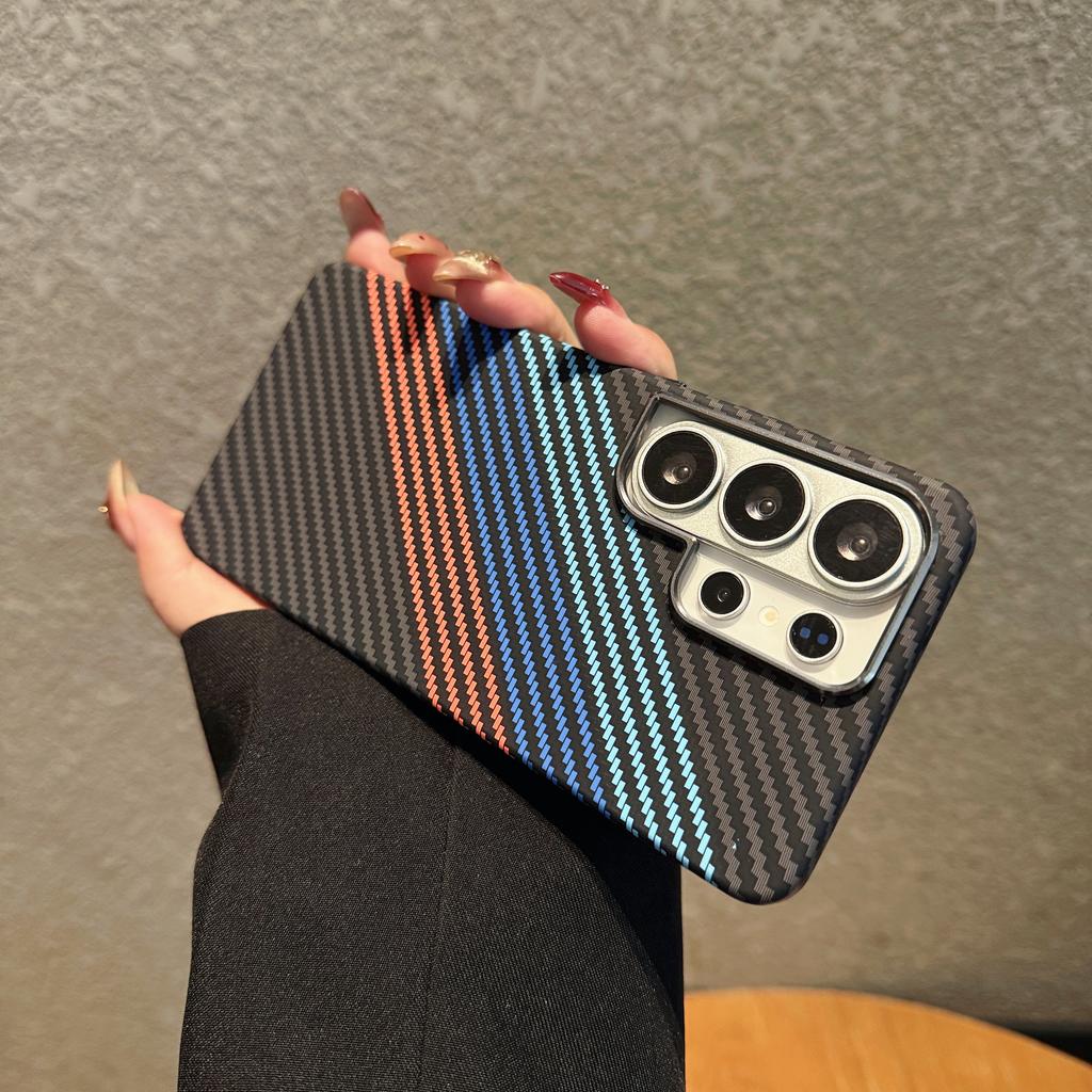For Samsung Galaxy S26 S25 S24 S23 Ultra Plus Carbon Fiber Texture Case For Magsafe Wireless Charging Alloy Lens PC Points Cover