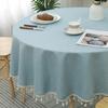 Decorative Tablecloth Solid Color Stain Resistant Washable Easy Care Dining Table Mat Round Tablecloth Ornament