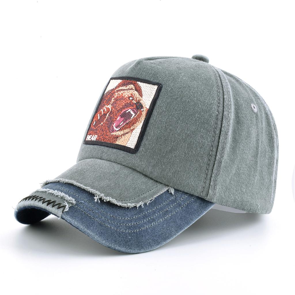 Vintage Denim Baseballkappe mit Stickerei Tiere Patch Herren Snapback Hip Hop Dad Hats Damen Vier Jahreszeiten Verstellbare Schirmmütze