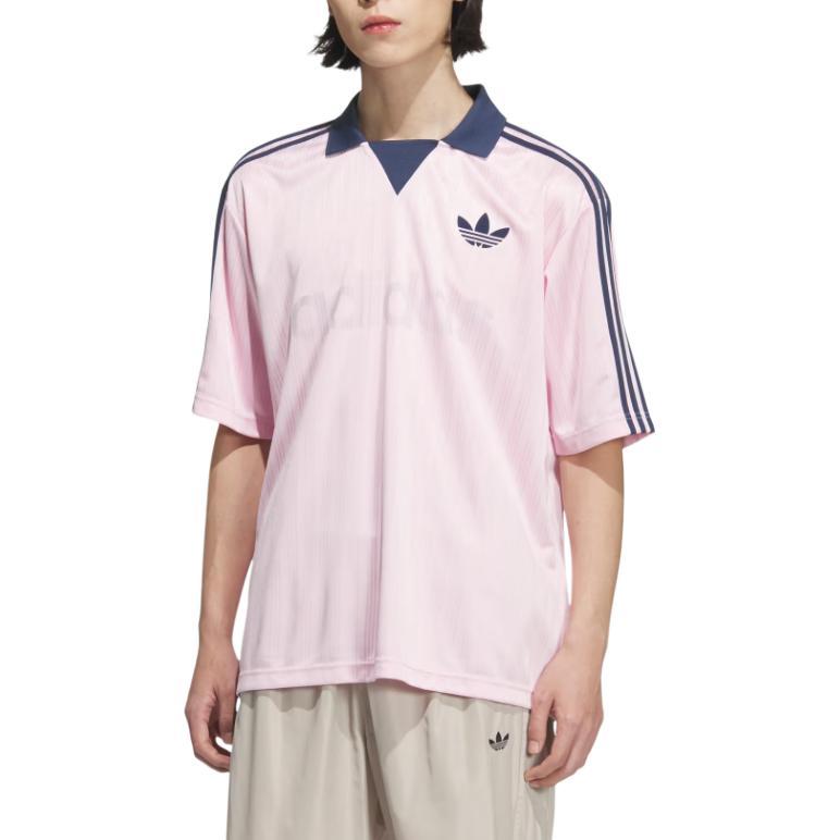 adidas Originals Logo Kleurblok Streep Losse Pasvorm Korte Mouw T-shirt Heren Tops Roze JX8982