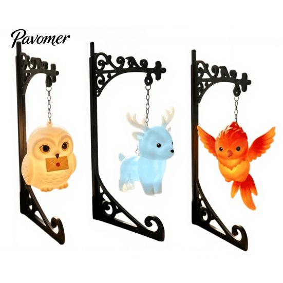 Indoor Hanging Lantern for Vacations Magic Owl Bird Deer Bookend Lamp, Gothic Metal Bookshelf Light, Relaxed Reading Light Den Vintage Library Animal
