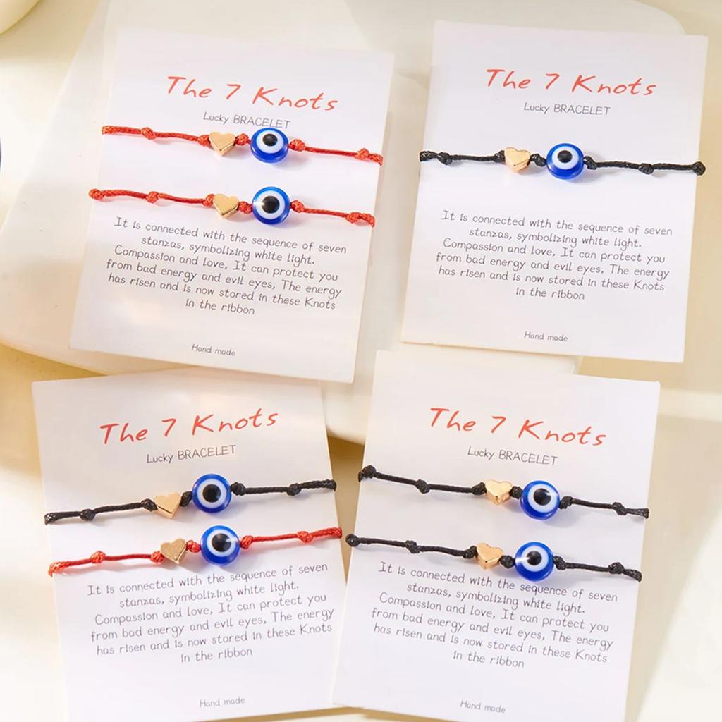 Simple Turkish Blue Evil Eye 7 Knot Braided Bracelet for Women Men Lucky Red Rope Handmade Bracelet Aesthetics Party Jewelry