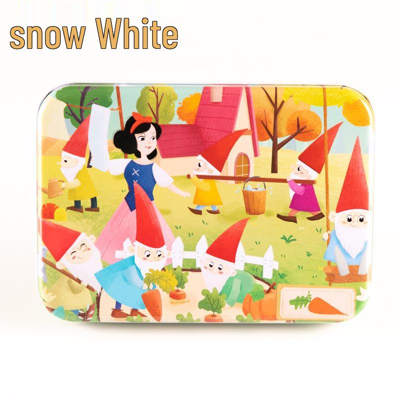 120-teiliges Holz-Cartoon-Puzzle in Blechdose für Kinder von 0-6 Jahren