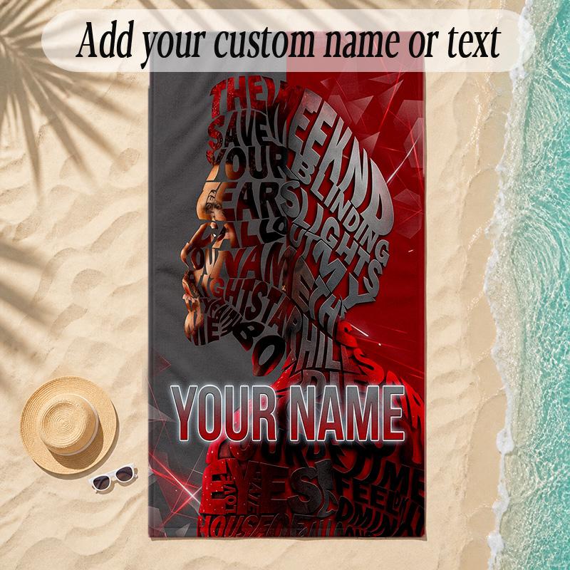 Beach TowelThe Weeknd Custom Name Text Personalized Soft Towel for Beach Pool Indoor Home Decor Gift