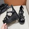 Sandales d'été à plateforme de 10 cm pour femmes, talons hauts, épais, sexy, à bout ouvert, compensées, gladiateur, baskets, bottes style puck pour dames