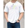 European Sizes Men's Casual Trendy Alphabets Graphic Print Comfortable Crew Neck Short Sleeve T-shirts, Summer Top Tees