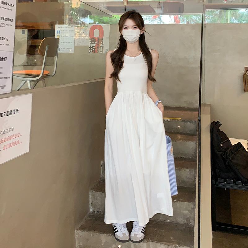 Black Suspender Dress Women's Hepburn Style Summer New Thin Sleeveless High-end Long Skirt