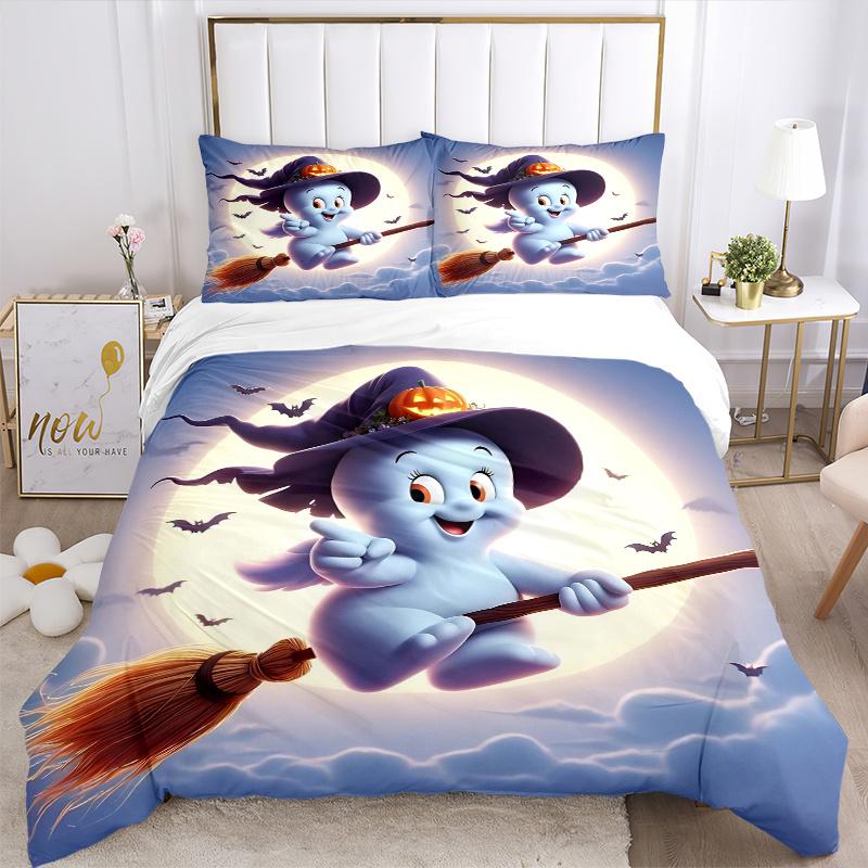 3pcs Flying Wizard Ghost Quilt Set - Soft and Comfortable Bedroom, Guest Room and Dorm Decor Bedding Set 1 Quilt Cover + 2 Pillowcases.L041