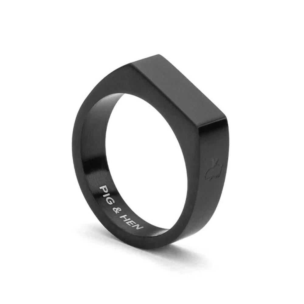 Pig&Hen Signet 6 Slim Ring - Black