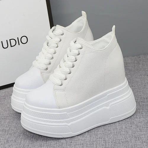 Fashion Luxury Super High Canvas Shoes for Women- 12CM Increased Heels Korean Version Sneakers  designer sneakers for women
