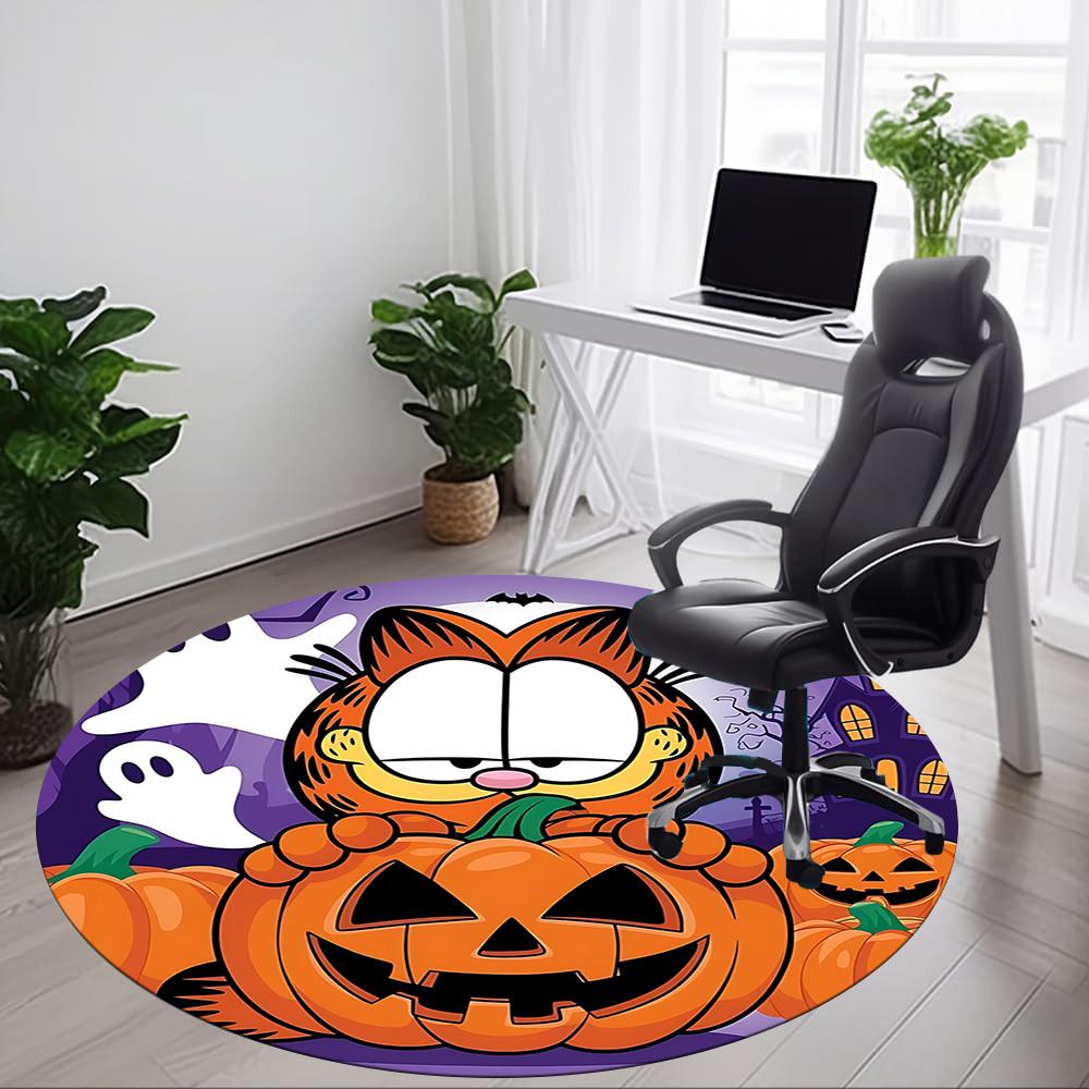 1 Stück Garfield Halloween Büro Runder Teppich, Unter Bürostühlen Schlafzimmer Wohnzimmer Heimdekoration a0926027