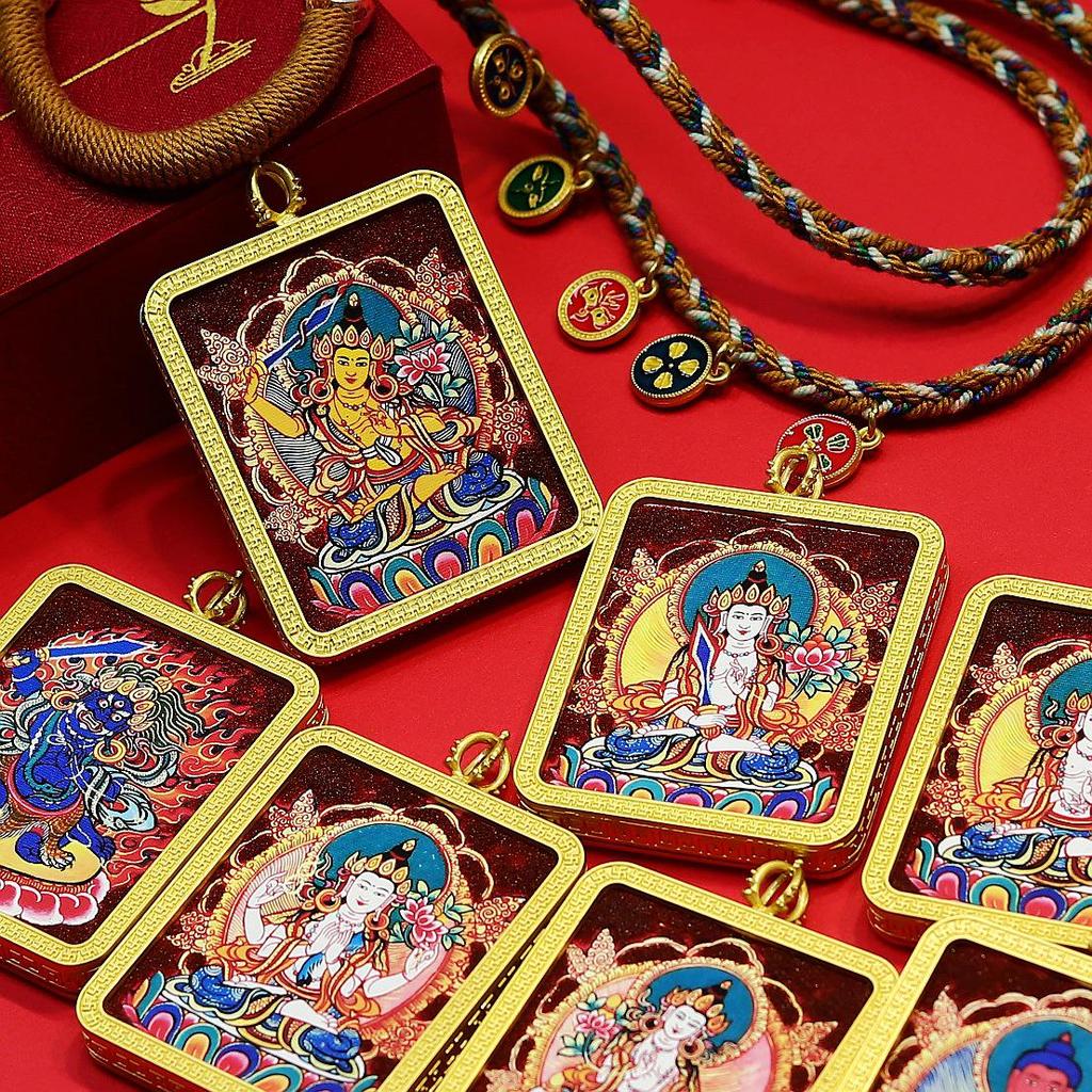 Hand-Painted Tibetan Zodiac Buddha Talisman Pendant Necklace