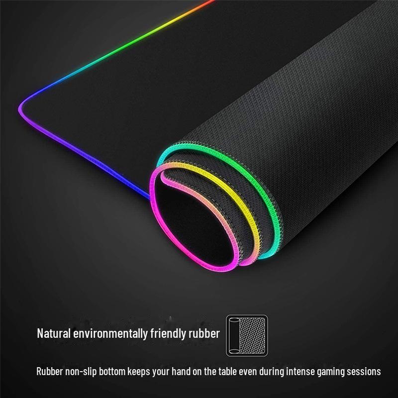 Large Luminous Gaming Mouse Pad with Wireless Charging and Non-Slip Rubber Base
