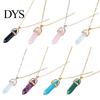 Pendant Necklace Faux Crystal Stone Decorative Chain Metal Women Jewelry Accessories