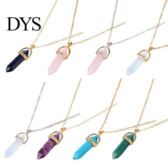 Pendant Necklace Faux Crystal Stone Decorative Chain Metal Women Jewelry Accessories