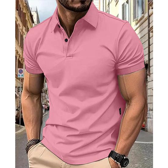 Men's Summer Solid Color Top Popular Fashion Short Sleeves Slim Fit European and American Short Sleeves