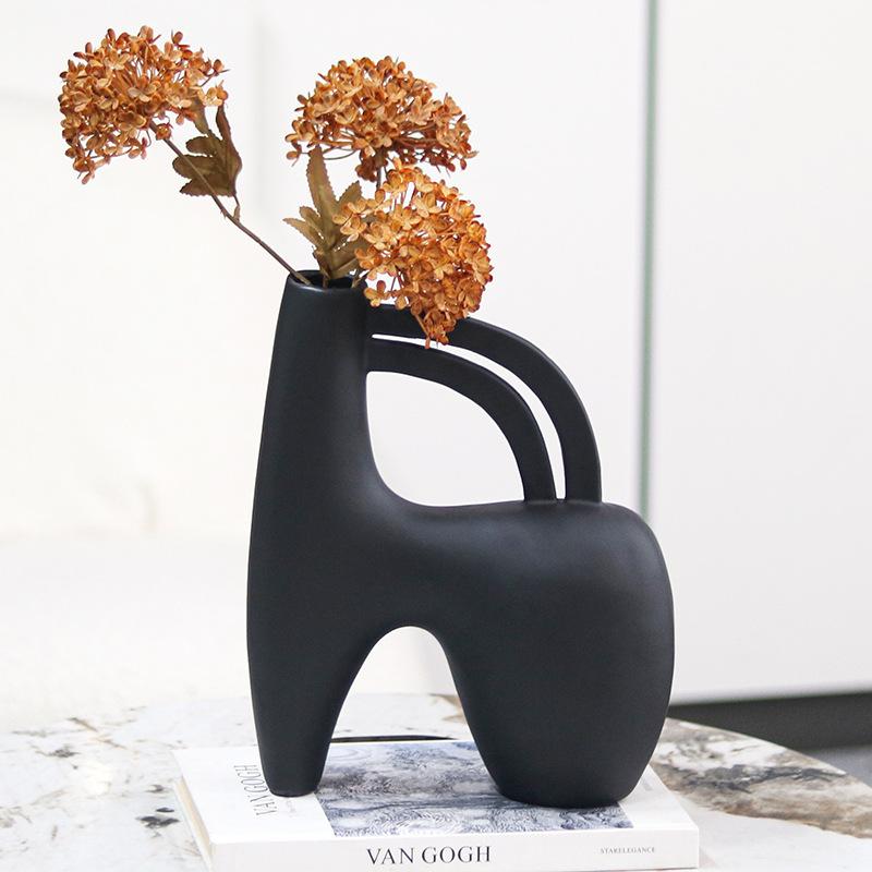 Modern Creative Abstract Flower Arrangement Vase Ornaments Model Room Living Room Study Artistic Soft Decoration Home Flower Accessories