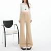 Coffee high-waisted and slightly pulled jeans women's autumn new small loose and thin flared pants without sticking to the legs