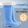 New Red Rain Boots Women's Autumn and Winter New Thickened-soled Boots Knight Boots Straight Boots Travel High Single Boots