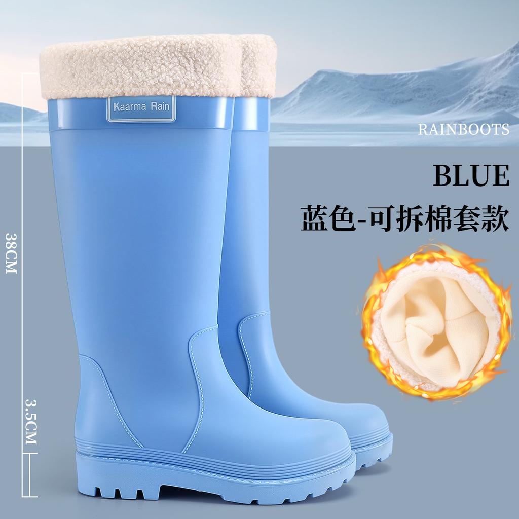 New Red Rain Boots Women's Autumn and Winter New Thickened-soled Boots Knight Boots Straight Boots Travel High Single Boots
