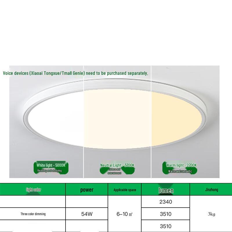 Lishen Seamless Full-Spectrum Eye-Protection LED Ceiling Lamp