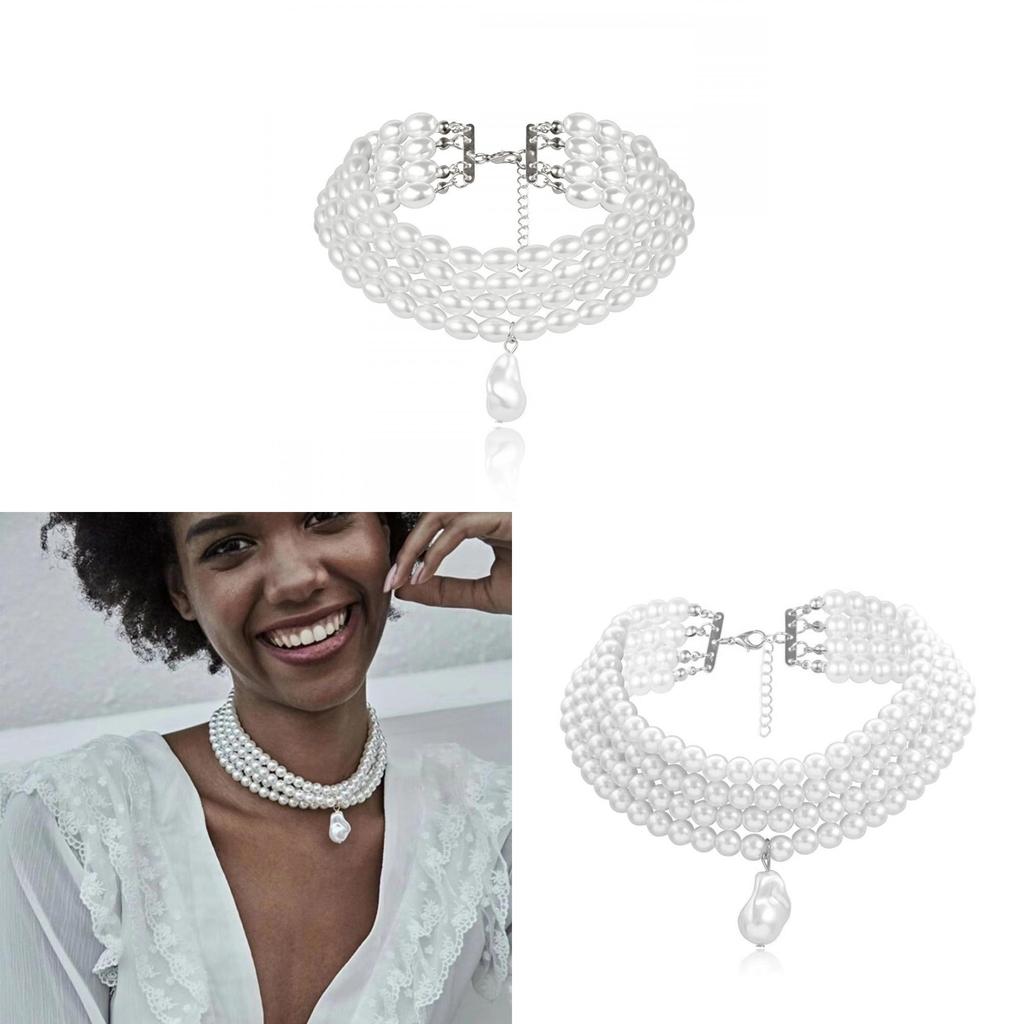 Baroque Pearl Necklace For Women Handmade Multilayer Geometric Design With Elegant Style