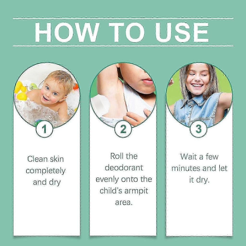 Frisches natürliches Deodorant für Kinder und Jugendliche, ohne Aluminium, Hypoallergenes Deodorant, Vanille-Zitrus-Roll-Duft, Schweißroller für Kinder, Achselschweiß