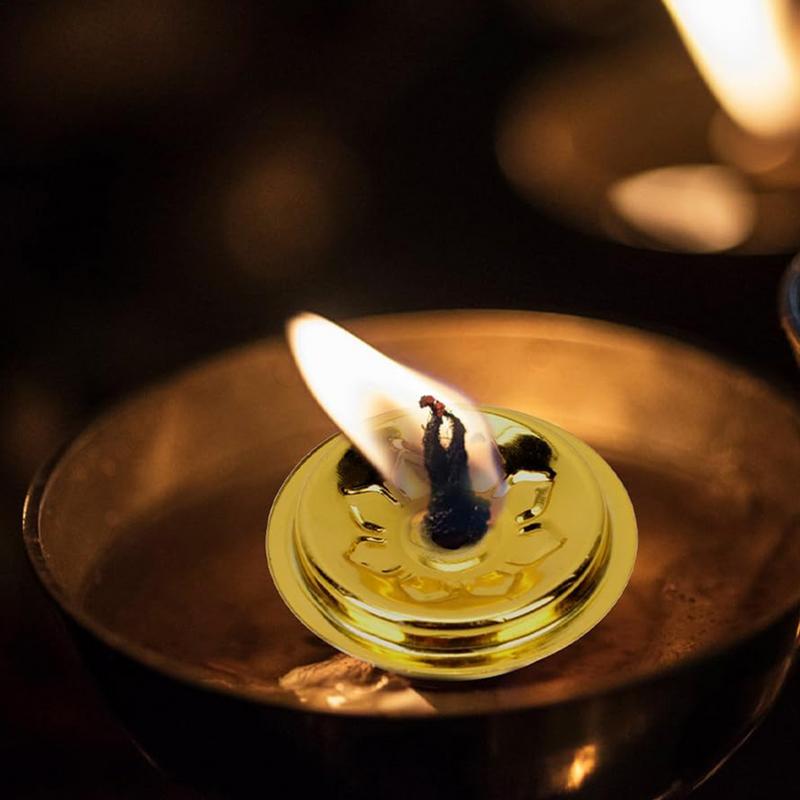 Kulatý bavlněný držák knotu na alkohol s květinovým designem, knoty do olejové lampy, hořák pro skleněné olejové lampy, příslušenství, buddhistické potřeby