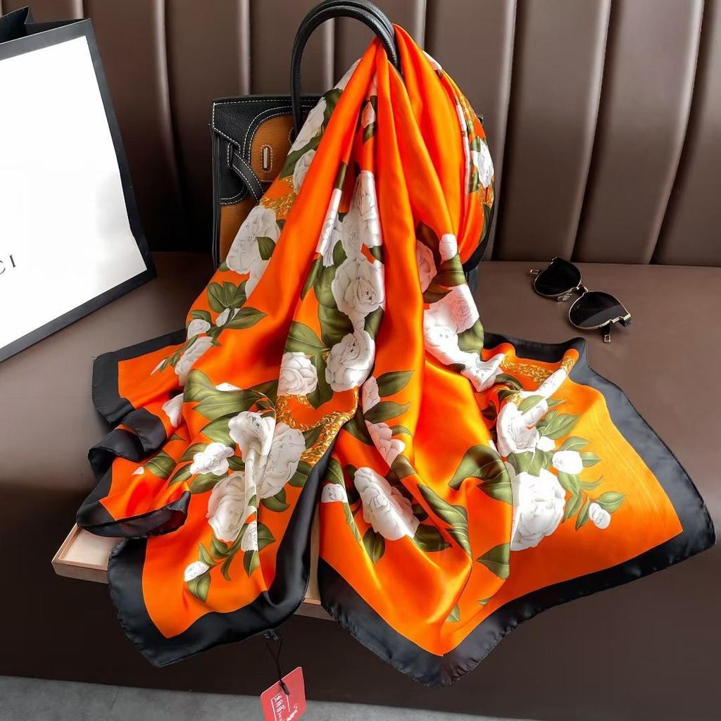 Women's New High end Silk Spring and Autumn Summer Versatile Shawl Thin Sun Protection Neck Protection Fashionable Scarf
