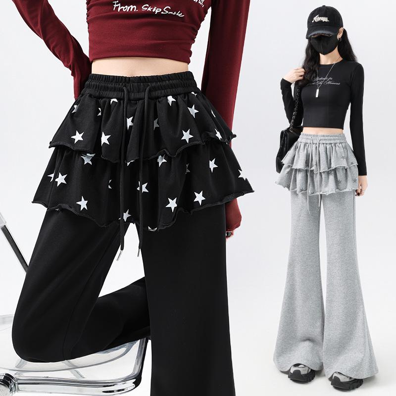 Falda con Dobladillo de Estrella Falsa de Dos Piezas para Niña 2026 Pantalones de Microcampana Adelgazantes - Estilo Casual de Primavera