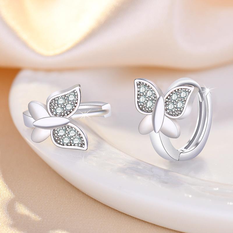 925 Sterling Silver Zircon Buckle Earrings For Women Fashion Exquisite Student Girlfriend Jewelry Accessories Party Gift