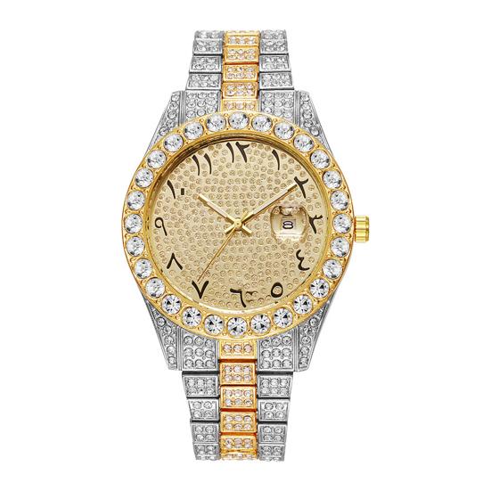 Orologio da polso unisex al quarzo analogico con datario Quadrante con strass scintillanti Orologio da polso per uso quotidiano, in ufficio, alle feste