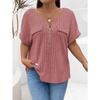 Spring and Summer Large Size Zipper Short Sleeve Women T-shirt Loose Fashion New Solid Color Tops Casual Simple Elegant Blouse Office Women's Clothing