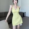 Xia Small Low Chest V-Neck Hanging Neck Suspender Dress Female Pure Desire Spice Girl Sexy Hip Wrap Tub Top Sleeveless Skirt