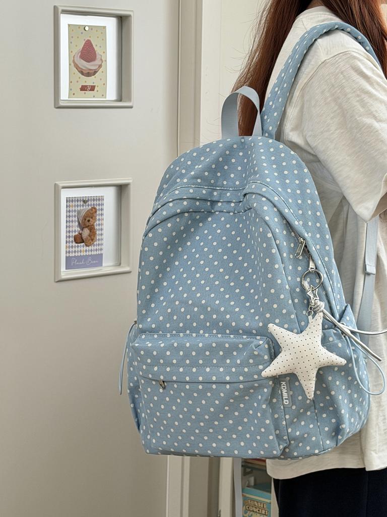 Schoolbag Korean version ins Cute Star Backpack Women's Large Capacity College Style Student School Bag Fashion Versatile Casual Backpack