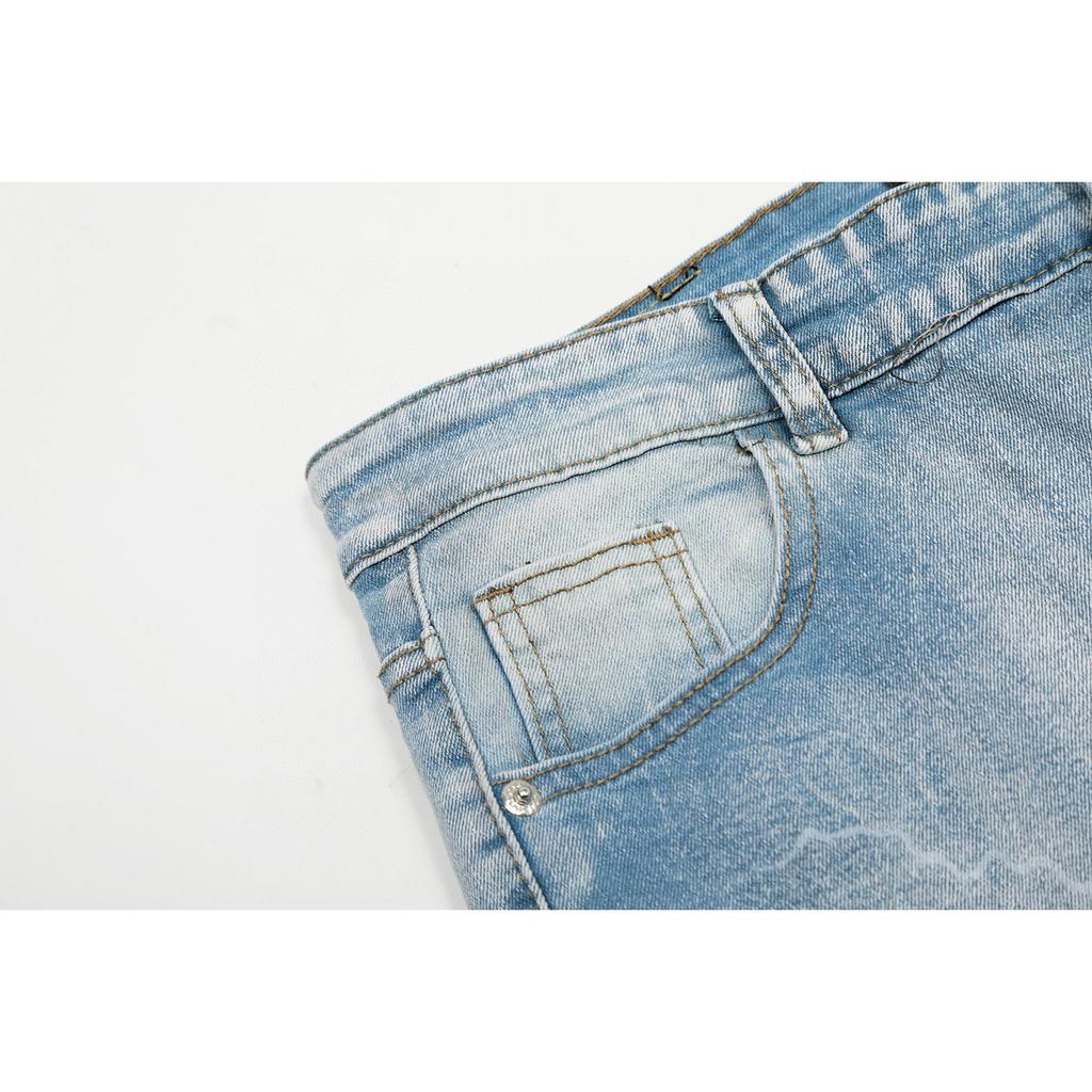 M09 Amiri Herren- und Damen-Jeans im amerikanischen Stil mit Stoffflicken, Löchern, Stickereien, lässige und modische High-Street-Hosen