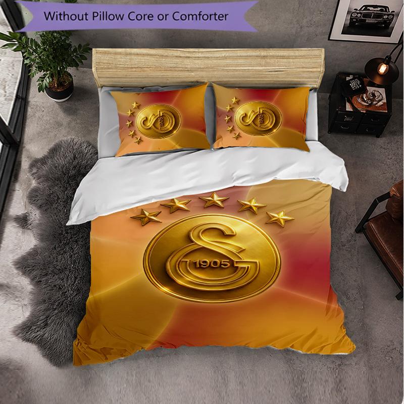 Biancheria da letto a tema Galatasaray FC Set 3 Pezzi Copripiumino Biancheria da letto decorativa per camera da letto per adolescenti Decorazione per la casa