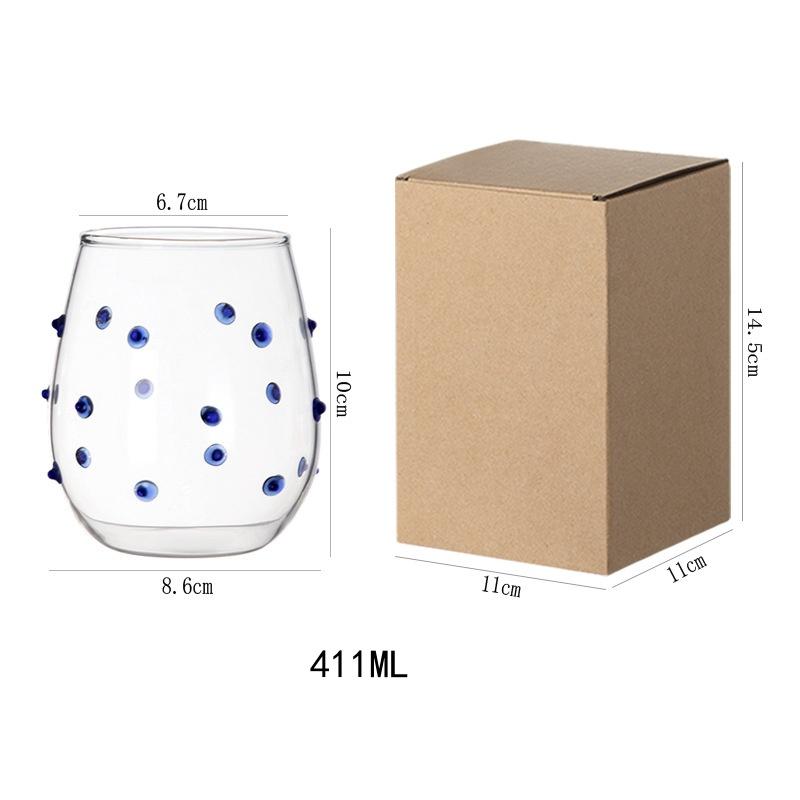 

Borosilicate Glass Cups with Irregular Dots Textured Bump Tumbler Clear Glass Drinkware for Water Juice Milk Coffee Latte Mug 401-500ml синий