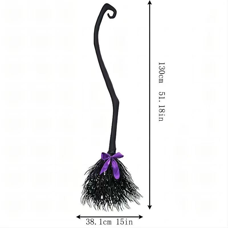 Halloween New Witch Broom Cosplay Costume Plastic Witch Magic Broomstick Prop for Party Dress Up Role Play Stage Performance