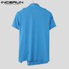 INCERUN Summer Men Shoulder Strap Short Sleeve Zipper Rib Casual Irregular Slim T-shirts