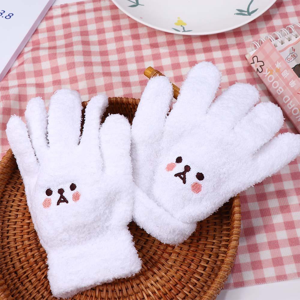 Plus Velvet Knitted Gloves Smile  Gloves Wool Mittens Female Gloves Full finger Gloves