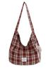 Lightweight Retro Plaid Tote Bag - Versatile, Large Capacity for Class, Shopping, or Commute
