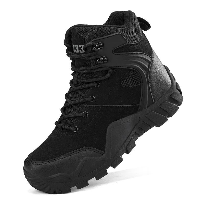 Men's Mid-Calf Tactical Combat Boots for Outdoor Hiking and Mountaineering - Anti-Kick Protection