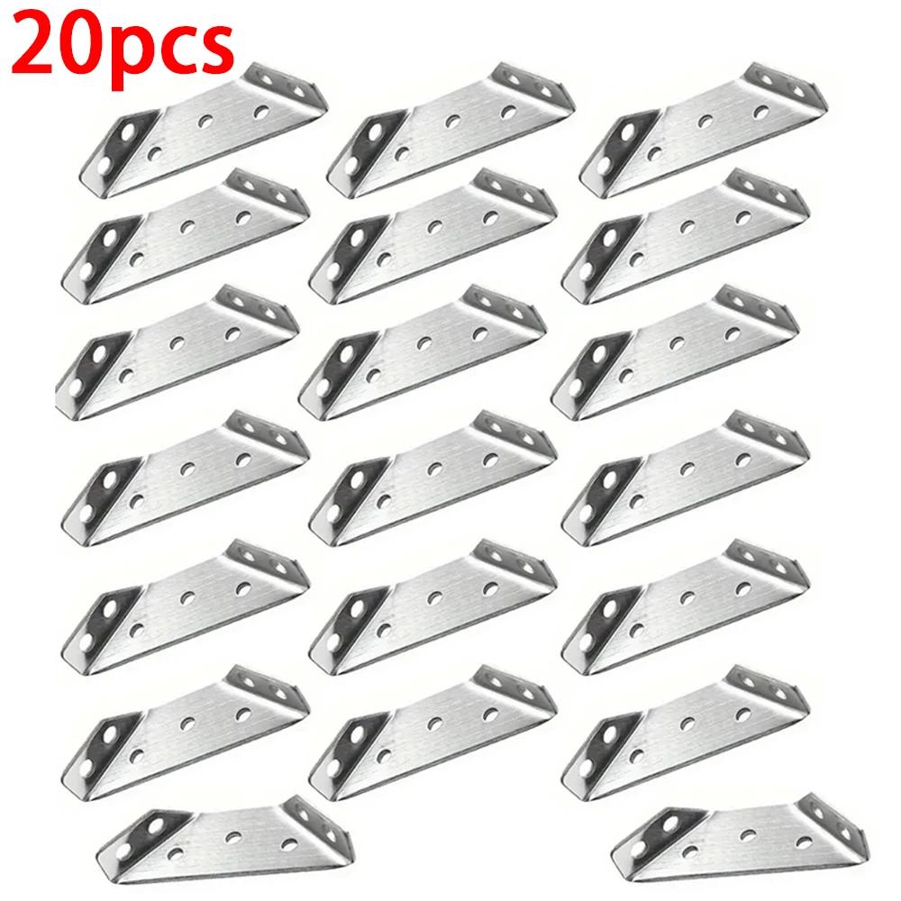 10/20pcsThickened Stainless Steel Angle Code 90 Degrees Right Angle Fixed Bracket Furniture Connectors with Screws Angle Bracket
