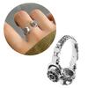 Cool Gothic Adjustable Opening Ring Stackable Rings Vintage Geometric Irregular Headset Shape Silver Color Finger Ring