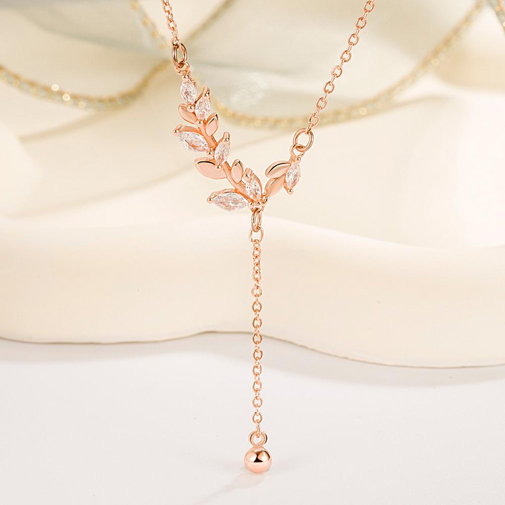 

Нежное ожерелье-цепочка с бахромой из листьев и колосков, женская корейская версия ожерелья с колосом пшеницы в стиле Мори