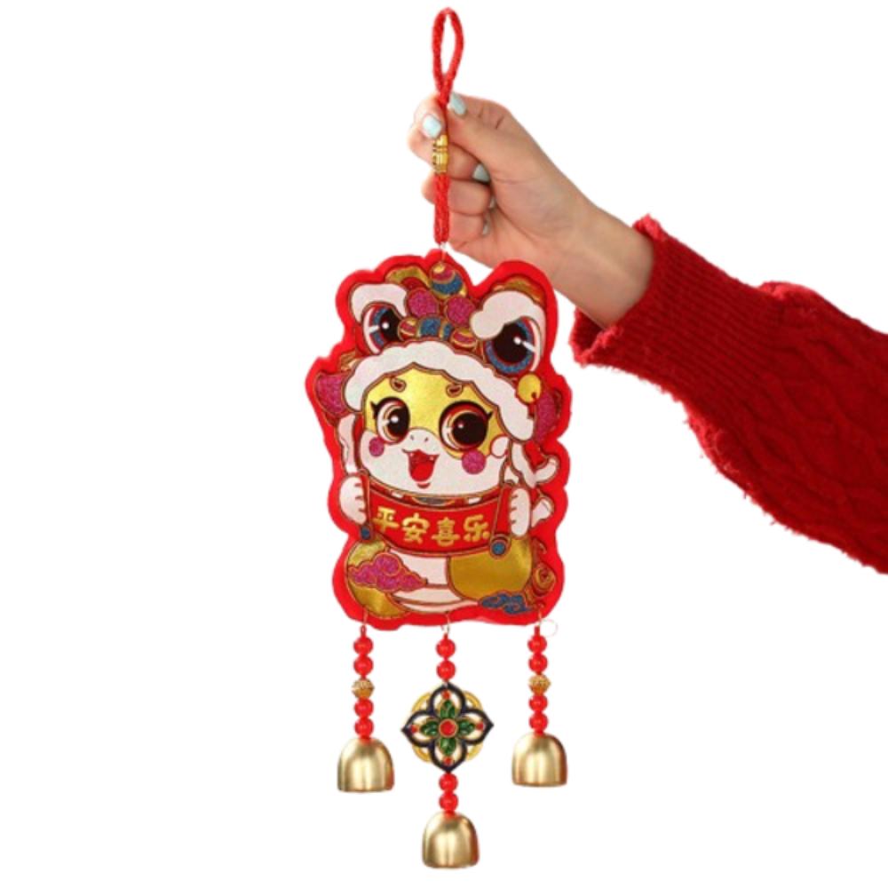 

Красный китайский иероглиф Фу ветряные колокольчики традиционный подвесной кулон на удачу в год змеи с колокольчиками праздничный