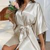 Danny Lin Women's Silk-Feel Casual Robe - Lightweight, Loose-Fit Cardigan Bathrobe with Tie